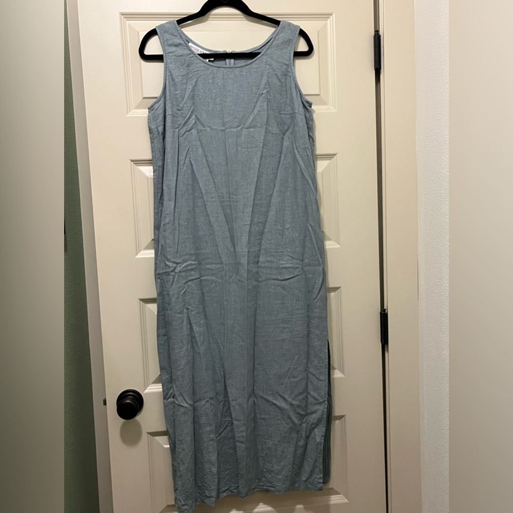 Linen Blend Midi Dress